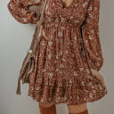  Ashley Boho Floral Puff Sleeve Mini Dress