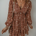  Ashley Boho Floral Puff Sleeve Mini Dress