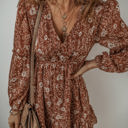  Ashley Boho Floral Puff Sleeve Mini Dress