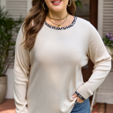  Ashley Contrast Edge Knit PLUS Top