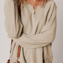  Ashley Sleeve Side Slit Sweatshirt