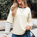 Beige Small Ashley Striped Long Sleeve Two-in-one Top
