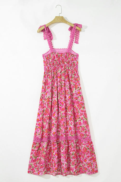 Ashlyn Floral Lace Tied Strap Empire Waist Maxi Dress