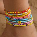  Ashlyn Layered Beaded anklet Set