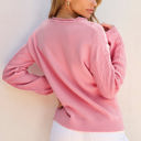  Ashlynn Flower Detail Knitted Notched Neck Sweater