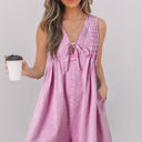  Ashlynn Mineral Wash Pleated Sleeveless Denim Romper