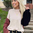  Aspen Bishop Sleeve Ribbed Trim Sweater