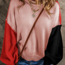 Pink Large Aspen Bishop Sleeve Ribbed Trim Sweater