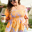  Aspen Plus Size Floral Puff Sleeve Babydoll Blouse