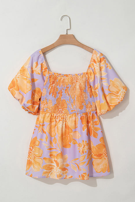 Aspen Plus Size Floral Puff Sleeve Babydoll Blouse