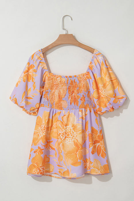 Aspen Plus Size Floral Puff Sleeve Babydoll Blouse
