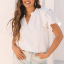 White Medium Aspyn Ruffle Short Sleeve Blouse