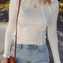 White XL Astrid Knit Slim Fit Long Sleeve Top