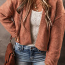 Brown Large Athena Open Front Cropped Cardigan