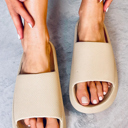 Beige Size 7 Aubree Band Thick Sole Slippers