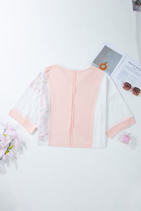 Aubree Floral Lace Crochet Patchwork Blouse