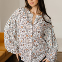 Khaki Small Aubrey Puff Sleeve Down Shirt