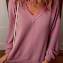  Audrey Twisted Rib V Neck Loose Sleeve Top