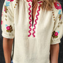  August Floral Embroidered Puff Sleeve Blouse