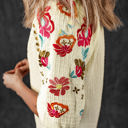  August Floral Embroidered Puff Sleeve Blouse