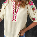  August Floral Embroidered Puff Sleeve Blouse