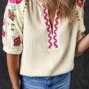  August Floral Embroidered Puff Sleeve Blouse