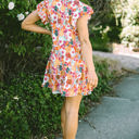  August Floral Print Split Neck Flutter Sleeve Dress