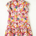  August Floral Print Split Neck Flutter Sleeve Dress