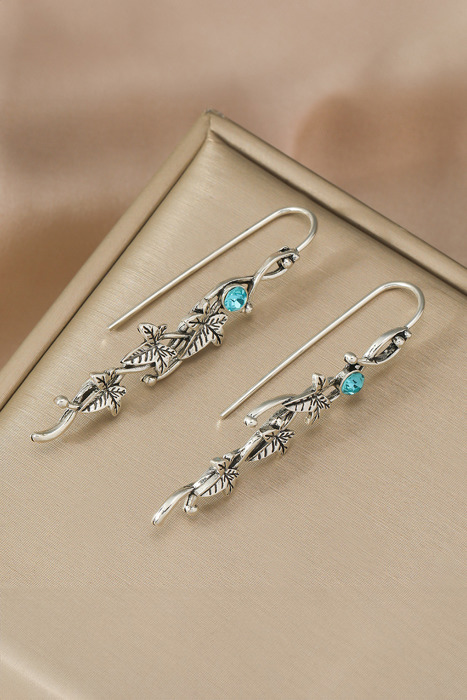 August Leaf Gemstone Dangle Earrings