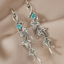 Silvery August Leaf Gemstone Dangle Earrings