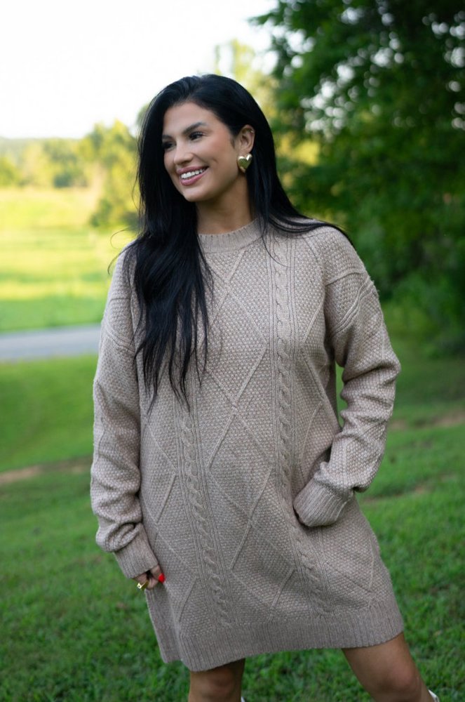 Aura Cable Knit Sweater Dress