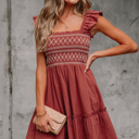 Red Sandalwood Large Aurelia Trim Sleeveless Mini Dress