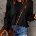 Black Large Aurora Patchwork Long Sleeve Top