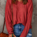 Red XXL Aurora Patchwork Long Sleeve Top