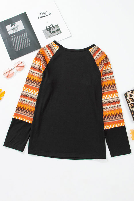 Aurora Raglan Patchwork Long Sleeve Top