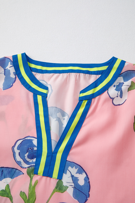 Autumn Notched Bubble Sleeve Blouse