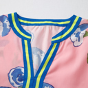  Autumn Notched Bubble Sleeve Blouse