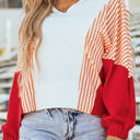  Autumn Striped Oversized Sweatshirt