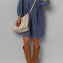  Autumn Tied Pleated Mini Dress