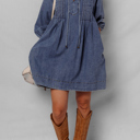  Autumn Tied Pleated Mini Dress