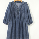  Autumn Tied Pleated Mini Dress