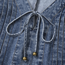  Autumn Tied Pleated Mini Dress