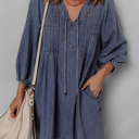 Sail Blue XL Autumn Tied Pleated Mini Dress