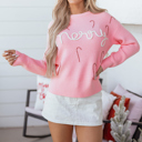  Ava Cane Puffy Knit Sweater