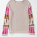Simply Taupe Medium Ava Colorblock Exposed Seam Sweater