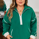  Ava Contrast Trim Fleece Plus Sweatshirt