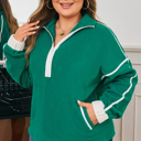  Ava Contrast Trim Fleece Plus Sweatshirt