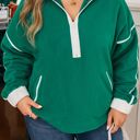  Ava Contrast Trim Fleece Plus Sweatshirt