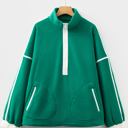  Ava Contrast Trim Fleece Plus Sweatshirt
