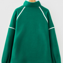  Ava Contrast Trim Fleece Plus Sweatshirt